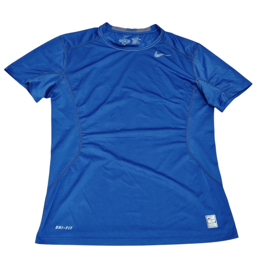 Nike Pro Combat Dri-FIT Fitted Shirt Mens Medium Blue Short Sleeve Training